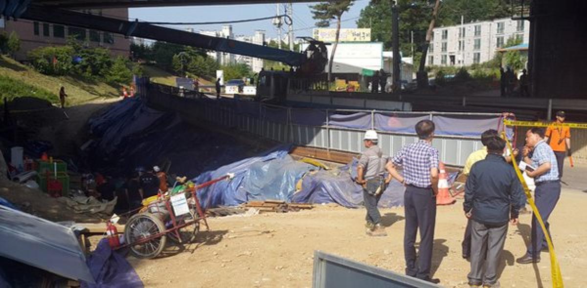 Subway construction site collapses in Namyangju South Korea, 4 dead